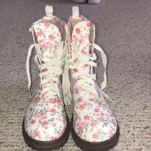 Floral Print Combat Boots